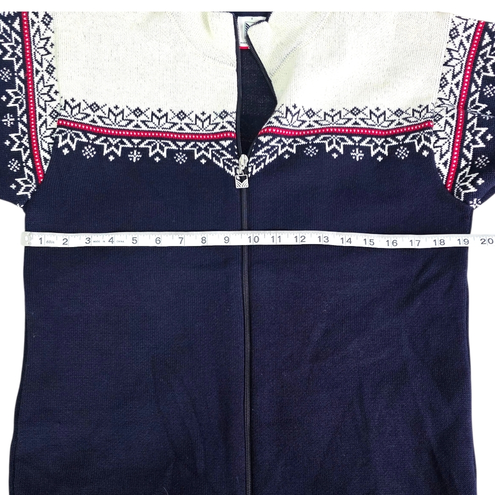 Dale Of Norway Vintage Navy and White High Quality Merino Wool Zip-Up Sweater S - Picture 10 of 12